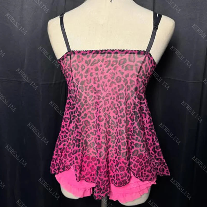 Leopard Print Mesh Women's Sleeveless Camisole