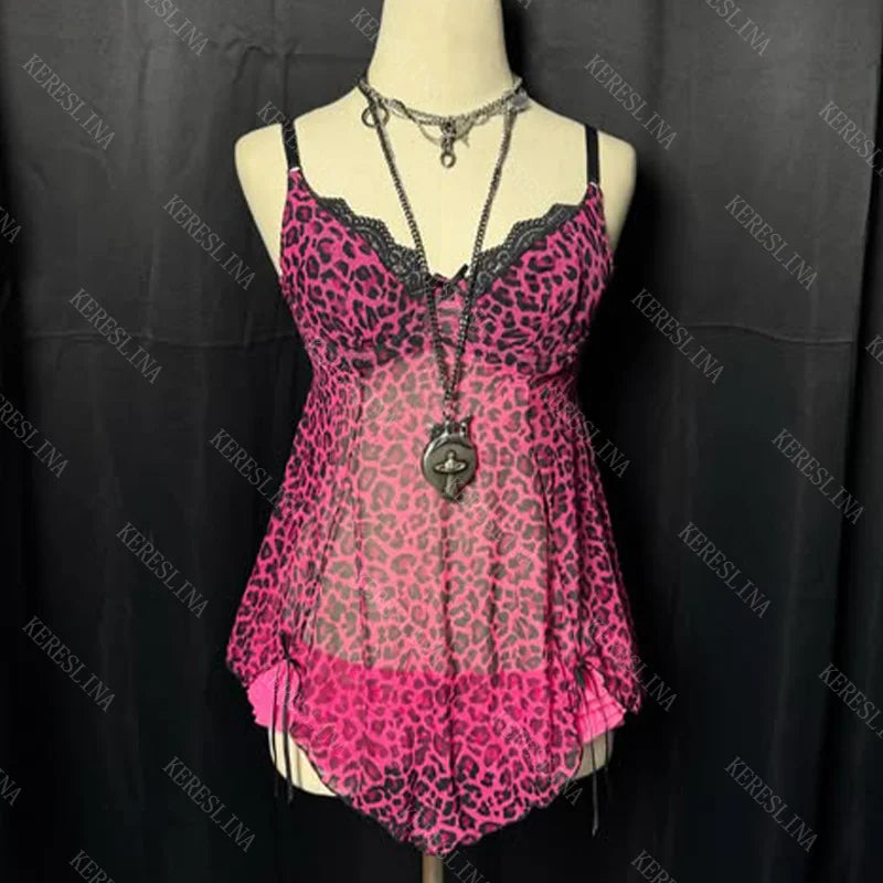 Leopard Print Mesh Women's Sleeveless Camisole